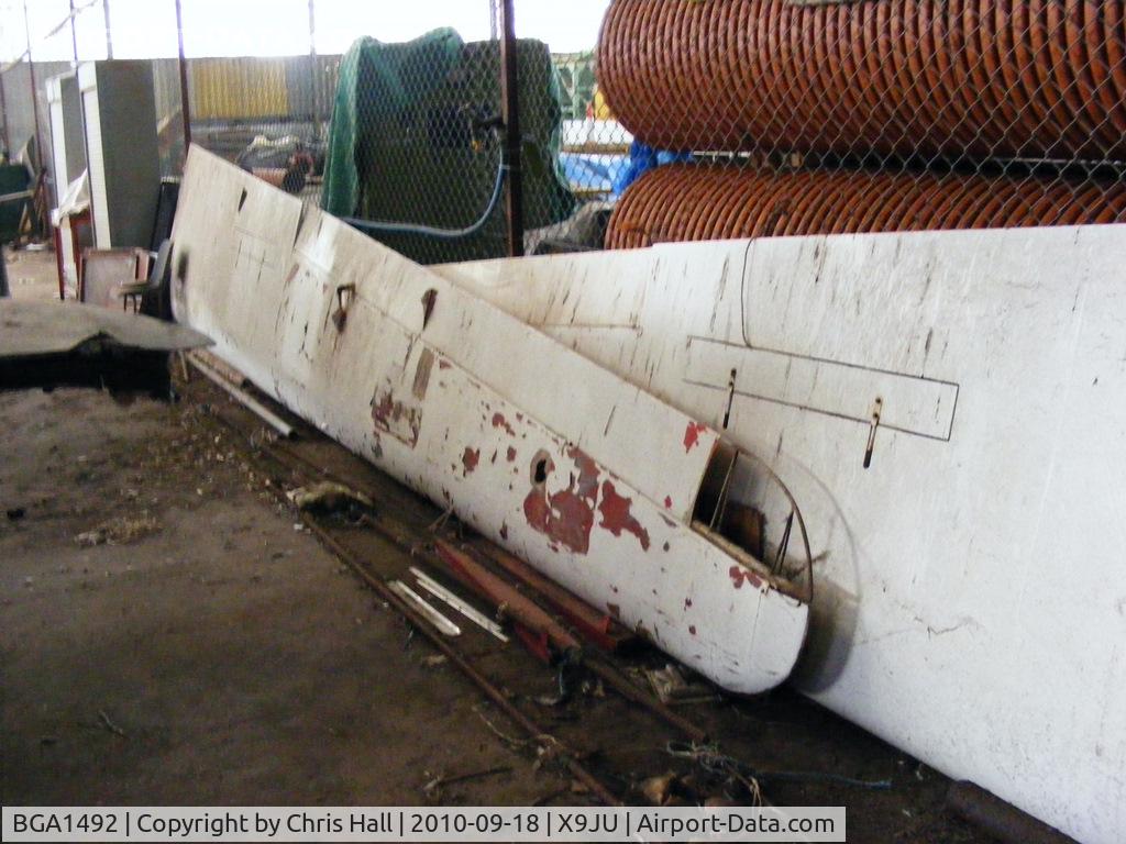 BGA1492, Scheibe Bergfalke II C/N 184, wings off the Scheibe Bergfalke II in storage at Jurby Airfield, IOM.