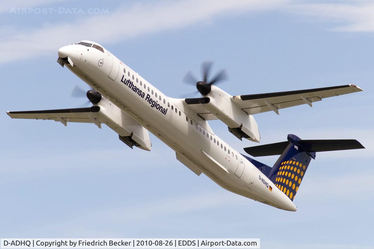 D-ADHQ, 2000 De Havilland Canada DHC-8-402 Dash 8 C/N 4016, departure from Stuttgart