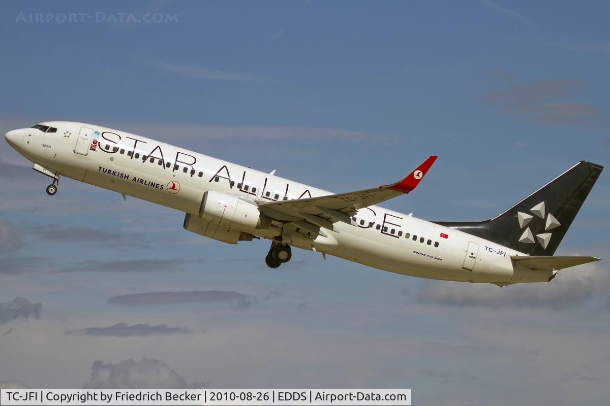 TC-JFI, 1999 Boeing 737-8F2 C/N 29771, departure from Stuttgart