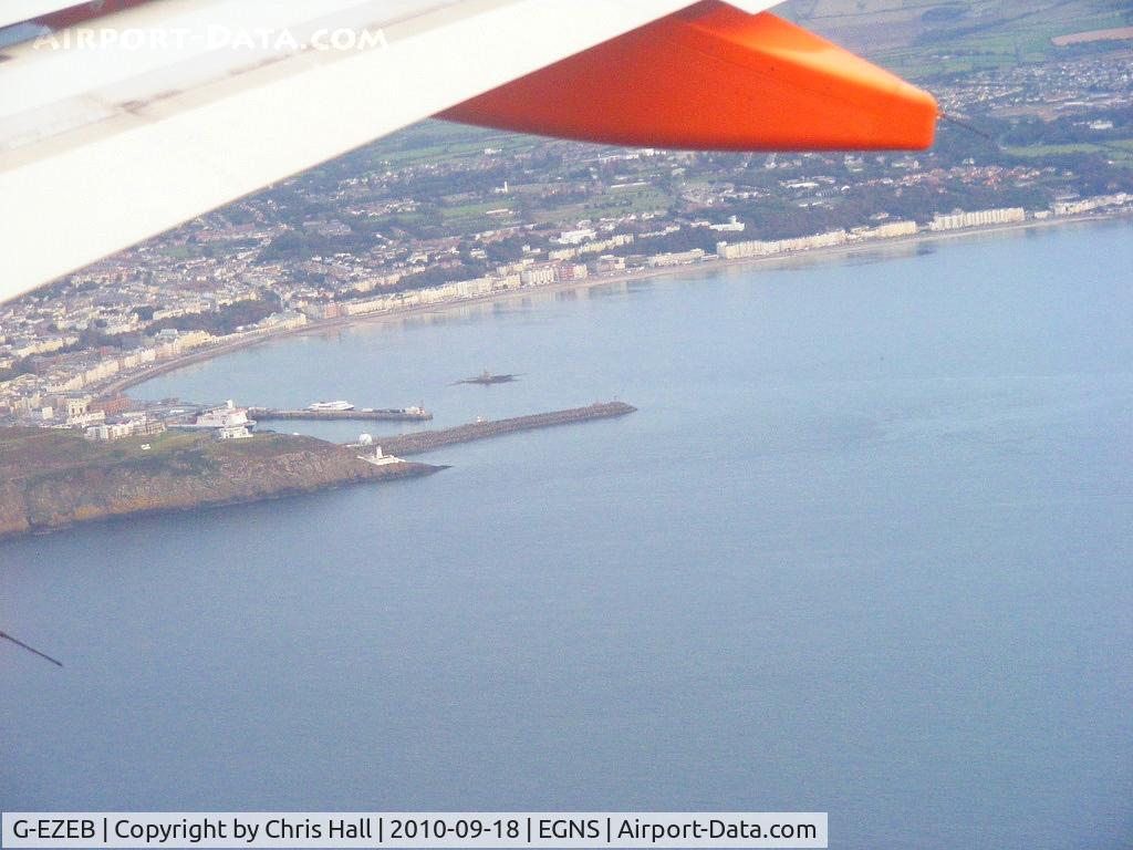 G-EZEB, 2004 Airbus A319-111 C/N 2120, on approach to Ronaldsway Airport, Isle of Man