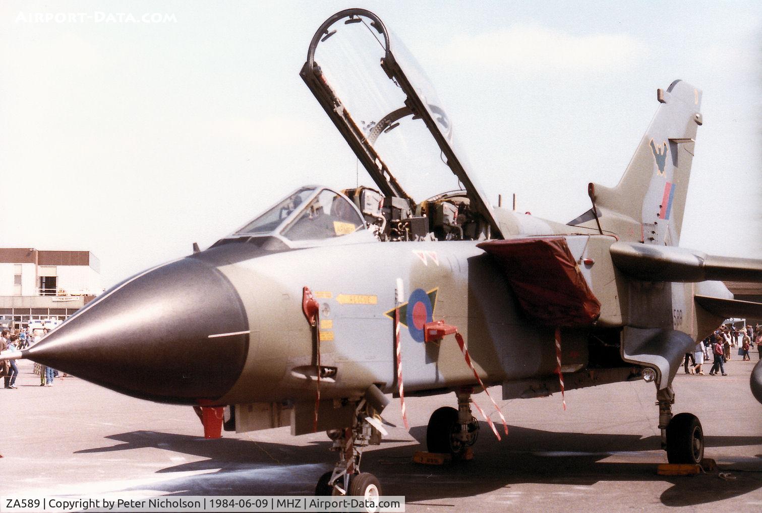 ZA589, 1981 Panavia Tornado GR.1 C/N 099/BS032/3053, Tornado GR.1 of 9 Squadron at RAF Honington on display at the 1984 RAF Mildenhall Air Fete.