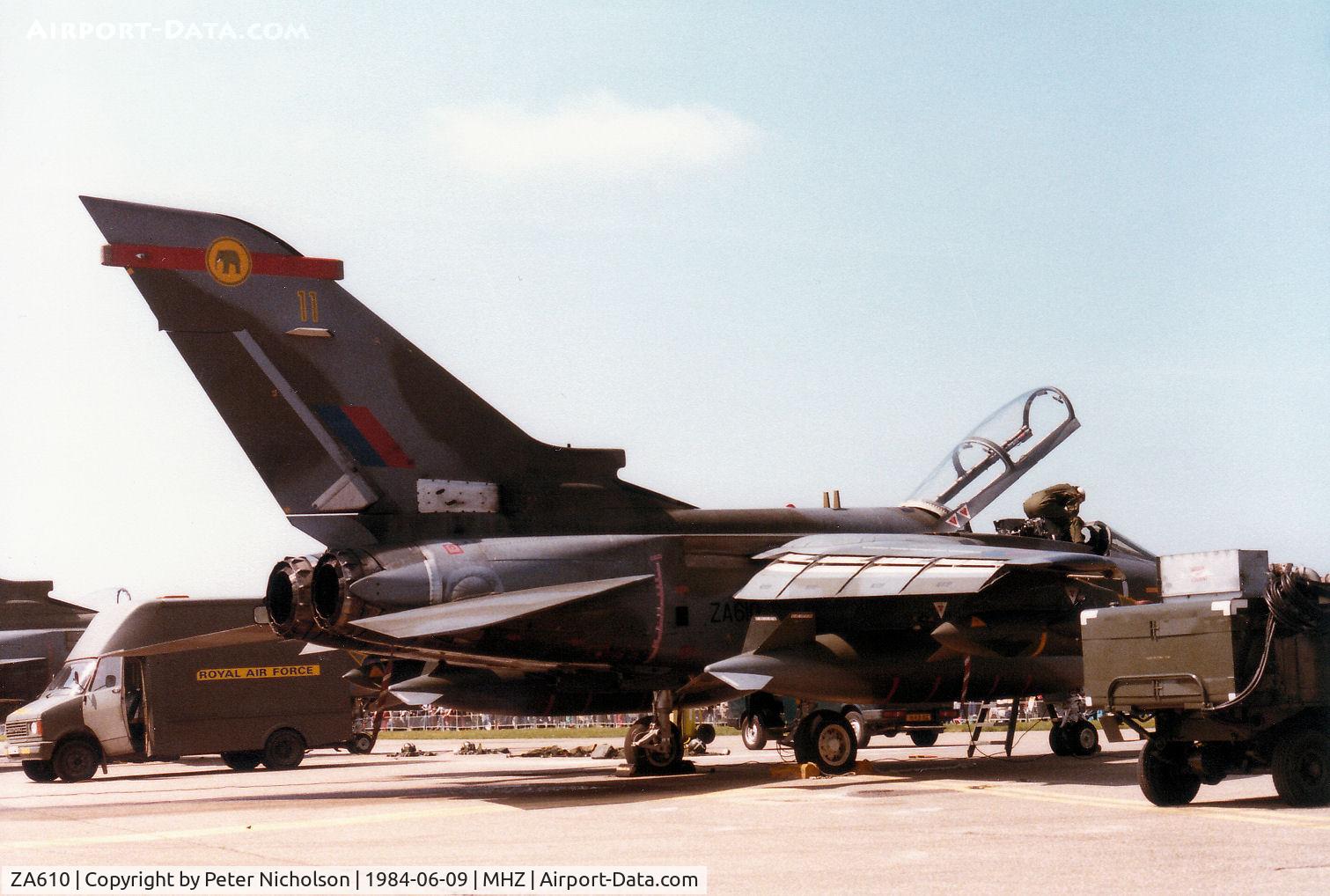 ZA610, 1982 Panavia Tornado GR.1 C/N 147/BS047/3074, Tornado GR.1 of 27 Squadron based at RAF Marham on display at the 1984 RAF Mildenhall Air Fete.