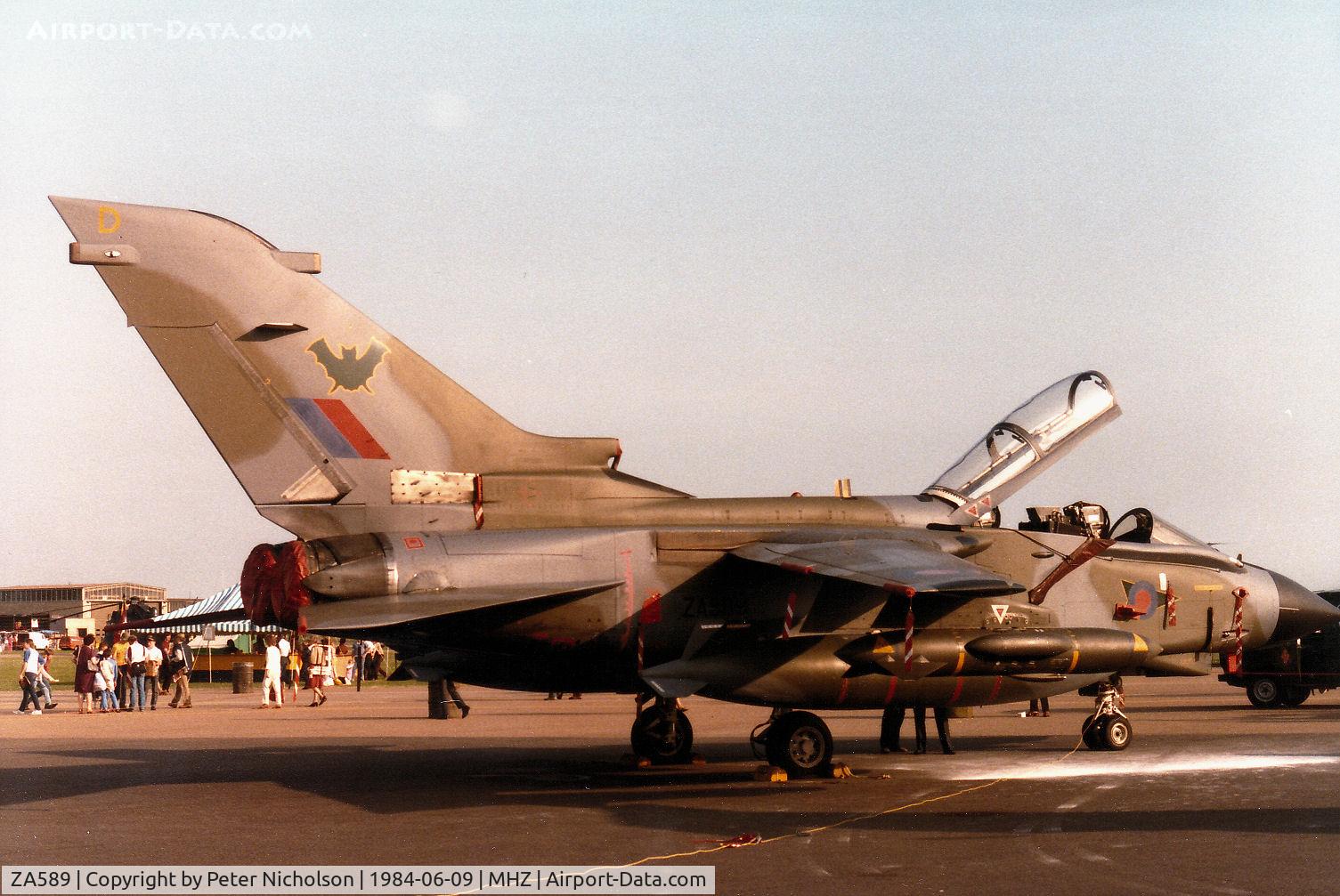 ZA589, 1981 Panavia Tornado GR.1 C/N 099/BS032/3053, Tornado GR.1 of 9 Squadron at RAF Honington on display at the 1984 RAF Mildenhall Air Fete.