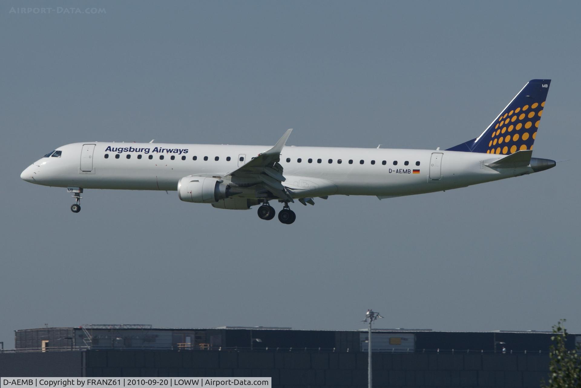 D-AEMB, 2009 Embraer 195LR (ERJ-190-200LR) C/N 19000297, Augsburg Airways