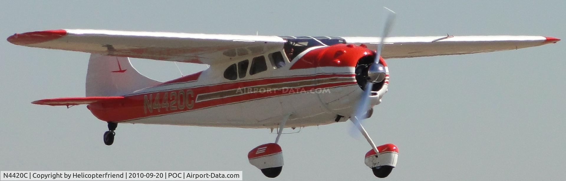 N4420C, 1952 Cessna 195B Businessliner C/N 16005, Half way down the runway and still under power and climbing out