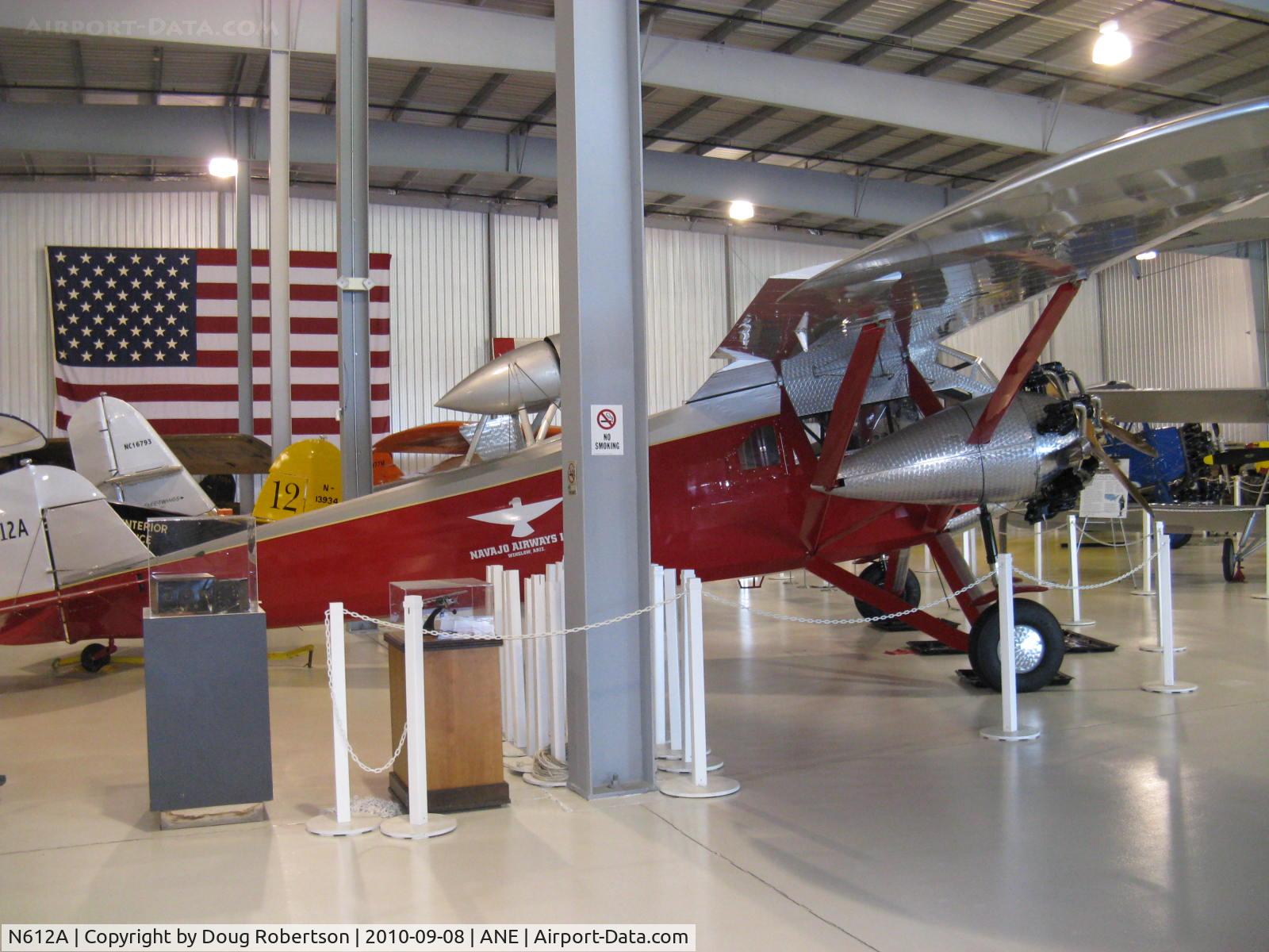 N612A, Kreutzer K-5 C/N 102, 1929 Kreutzer K-5 Tri-Motored AIR COACH, three Kinner K-5 5 cylinder radial 100 Hp each, fixed-pitch (non-feathering) wood props, Sole remaining example, at Golden Wings Museum.