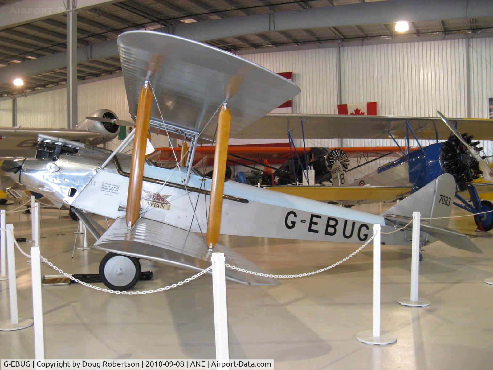 G-EBUG, Avro 594 Avian III C/N R3/CN/101, Av Roe and Co. Ltd. AVRO 594 AVIAN Mk3, Airdisco/Cirrus II 85 Hp??, at Golden Wings museum