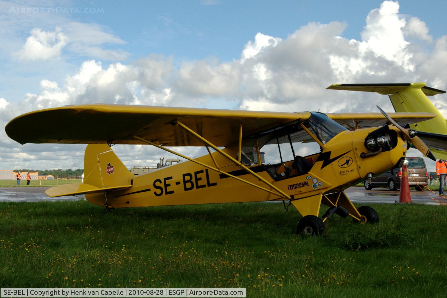 SE-BEL, 1943 Piper L-4H Grasshopper (J3C-65D) C/N 10951, Piper Cub SE-BEL of the Göteborgs Veteranflysällskap at Säve airport, Sweden
