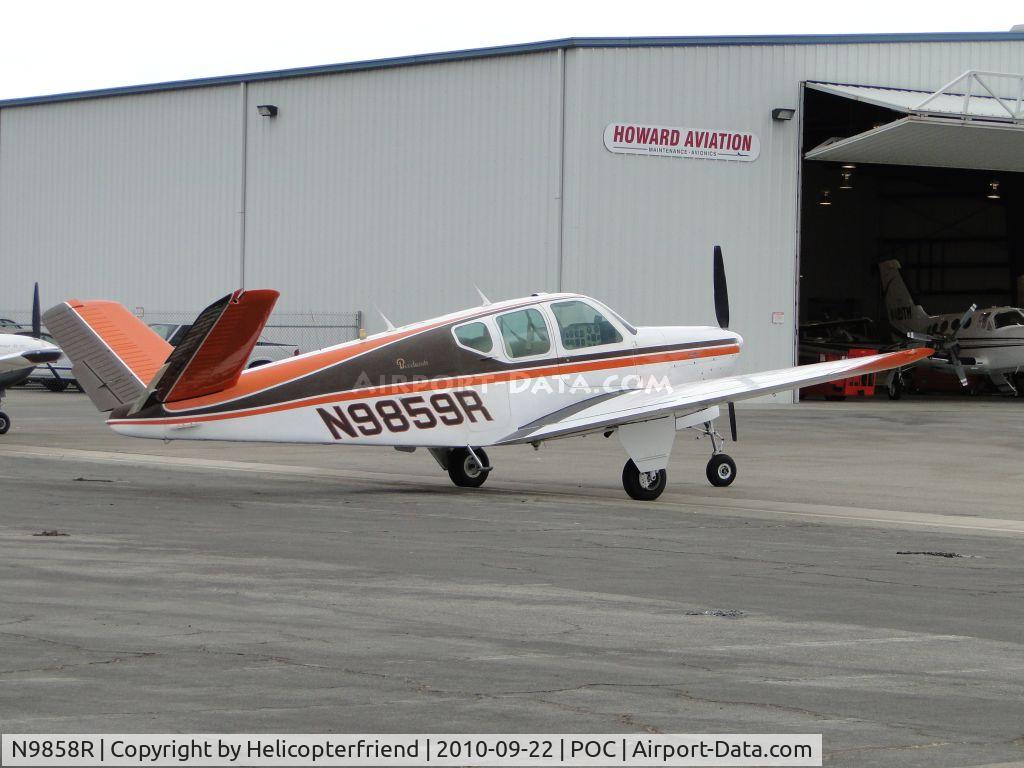 N9858R, 1960 Beech M35 Bonanza C/N D-6403, Parked at Howard Aviation