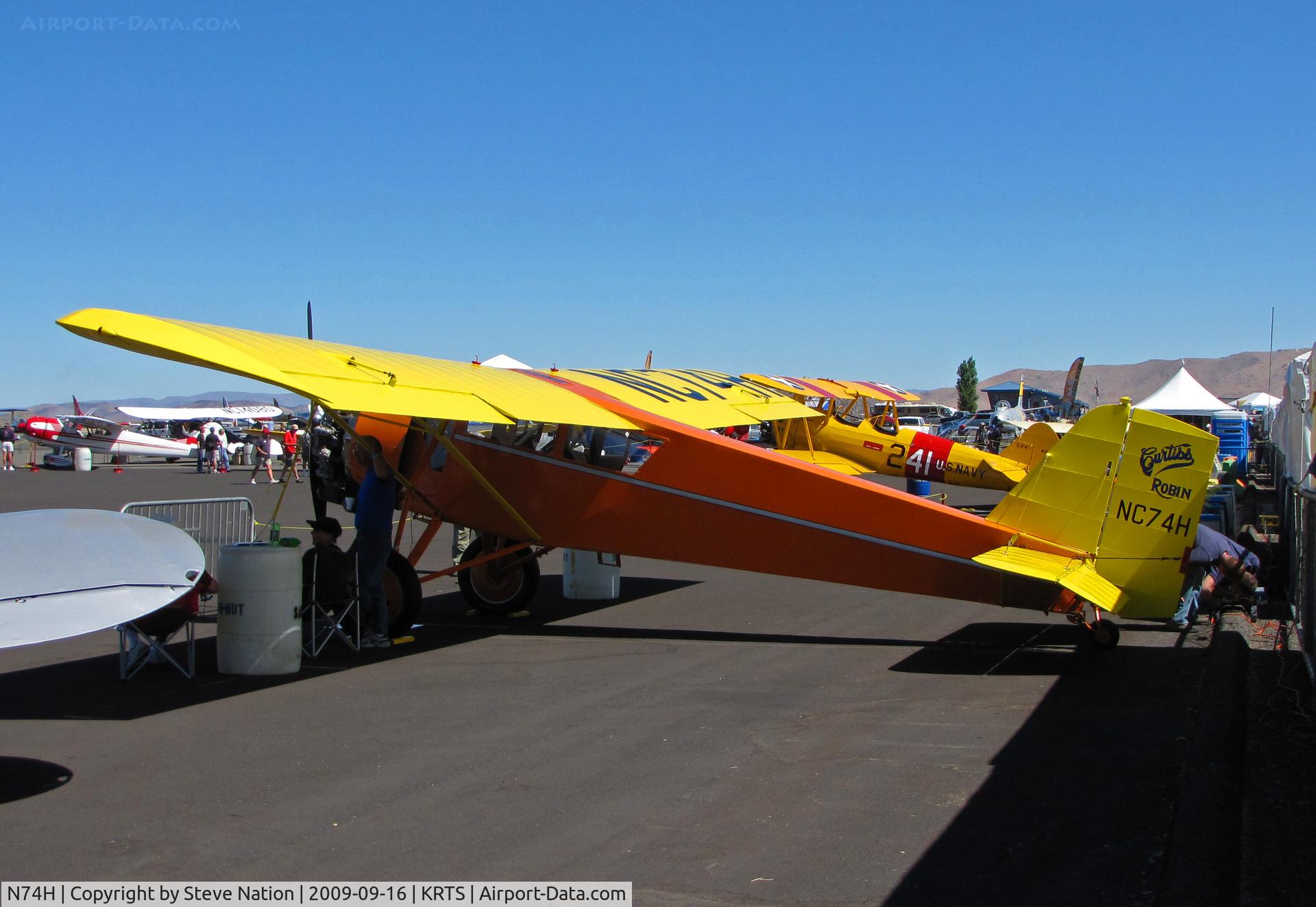 N74H, 1928 Curtiss-Wright Robin C/N 47, 1928 Curtiss Wright ROBIN as NC74H in static park @ 2009 Reno Air Races