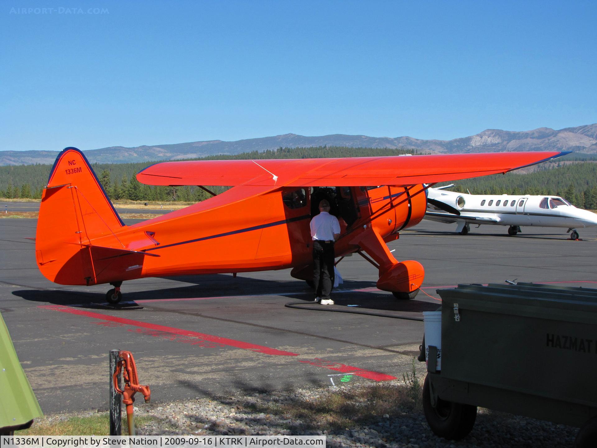 N1336M, 1943 Howard Aircraft DGA-15P C/N 1714, Bright orange 1943 Howard Aircraft DGA-15P as NC1336M visiting Tahoe-Truckee Regional, CA