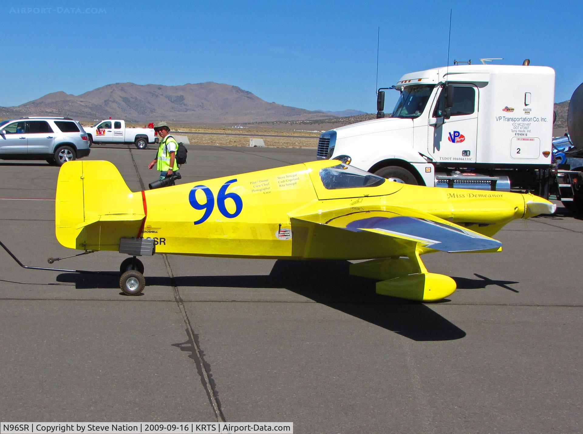 N96SR, 1998 Cassutt Racer C/N 3-M-1, Race #96 1998 Williams Michael A 3-M being towed after early morning heat in Formula I Class race @ 2009 Reno Air Races
