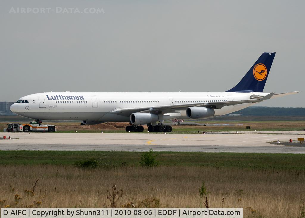 D-AIFC, 2000 Airbus A340-313X C/N 379, Trackted to the terminal... from Lufthansa Techniks...