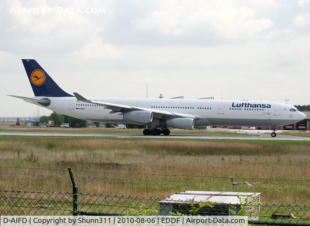 D-AIFD, 2001 Airbus A340-313X C/N 390, Taking off rwy 18
