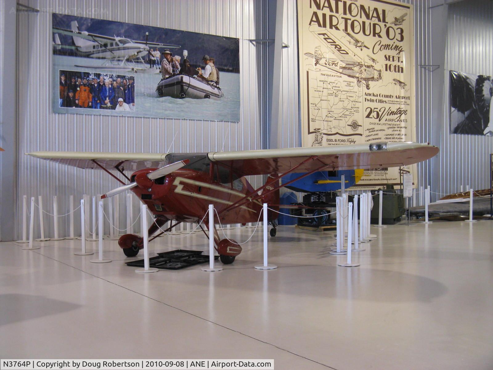 N3764P, 1955 Piper PA-22-150 C/N 22-3488, 1955 Piper PA-22-150 TRI-PACER converted to taildragger, Lycoming )-320 150 Hp, a common conversion, at Golden Wings museum
