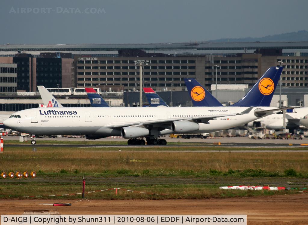 D-AIGB, 1993 Airbus A340-311 C/N 024, Lining up rwy 25R for departure...