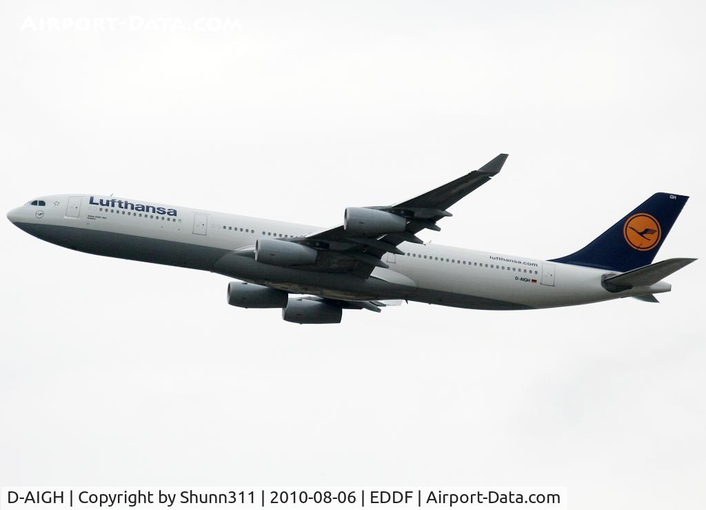 D-AIGH, 1994 Airbus A340-311 C/N 052, Taking off rwy 25R