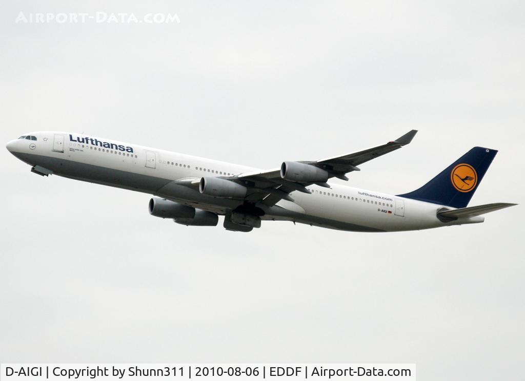 D-AIGI, 1994 Airbus A340-311 C/N 053, Taking off rwy 25R