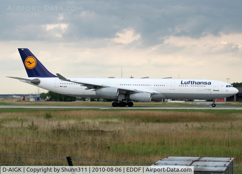 D-AIGK, 1994 Airbus A340-311 C/N 056, Taking off rwy 18