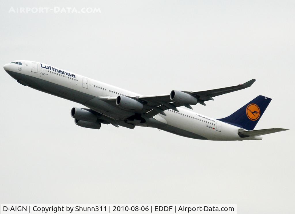 D-AIGN, 1998 Airbus A340-313 C/N 213, Taking off rwy 25R