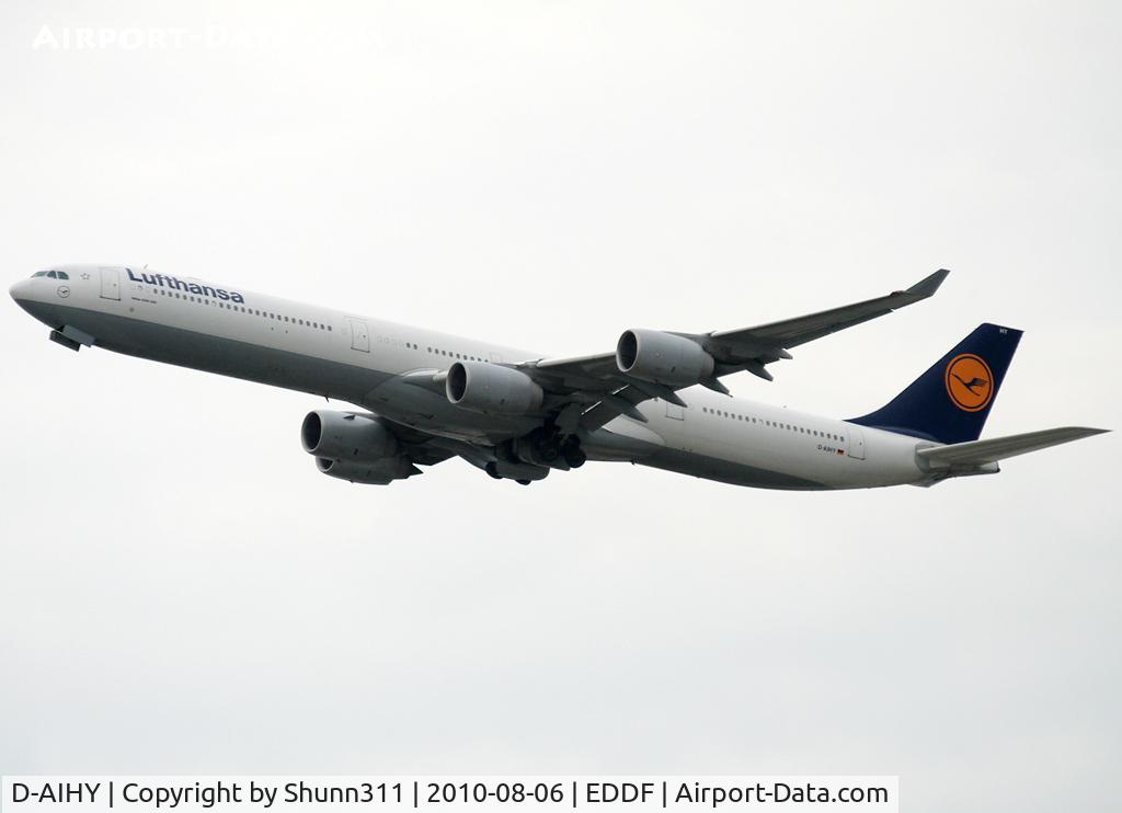 D-AIHY, 2009 Airbus A340-642X C/N 987, Taking off rwy 25R