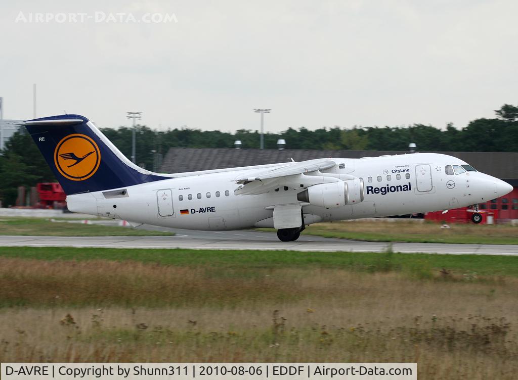 D-AVRE, 1995 British Aerospace Avro 146-RJ85 C/N E.2261, Taking off rwy 18
