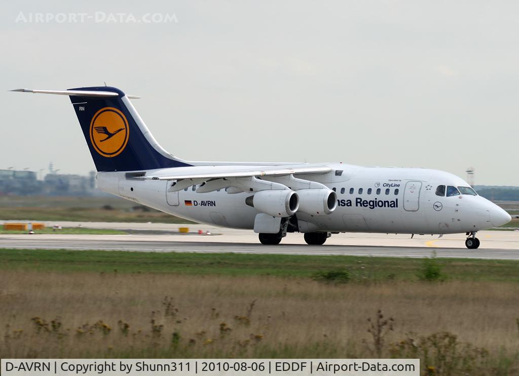 D-AVRN, 1996 British Aerospace Avro 146-RJ85A C/N E2293, Taking off rwy 18