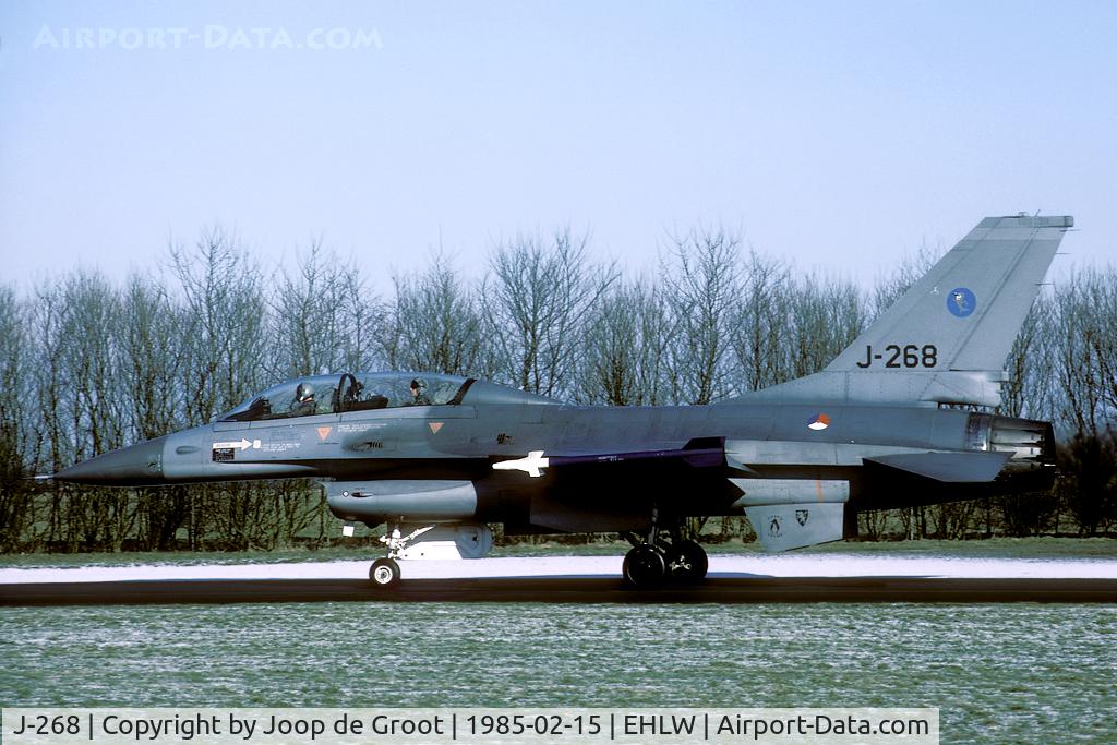 J-268, 1980 Fokker F-16B Fighting Falcon C/N 6E-10, The blue badge is of TCA, the F-16 conversion unit of the Netherlands Air Force.