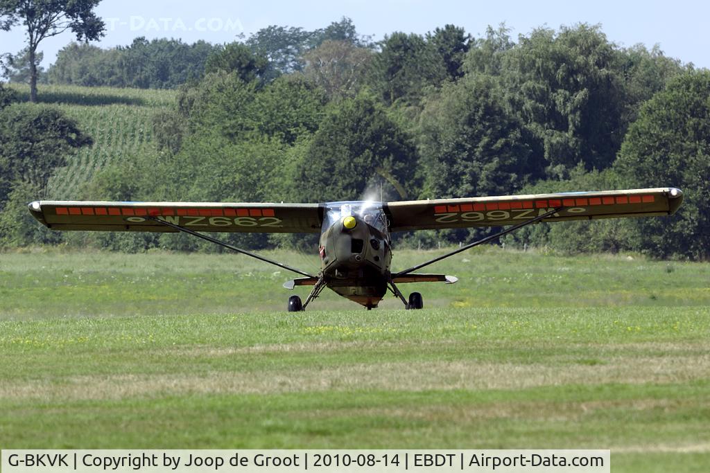 G-BKVK, 1954 Auster AOP.9 C/N AUS/10/2, classic light plane still in its original military markings.
