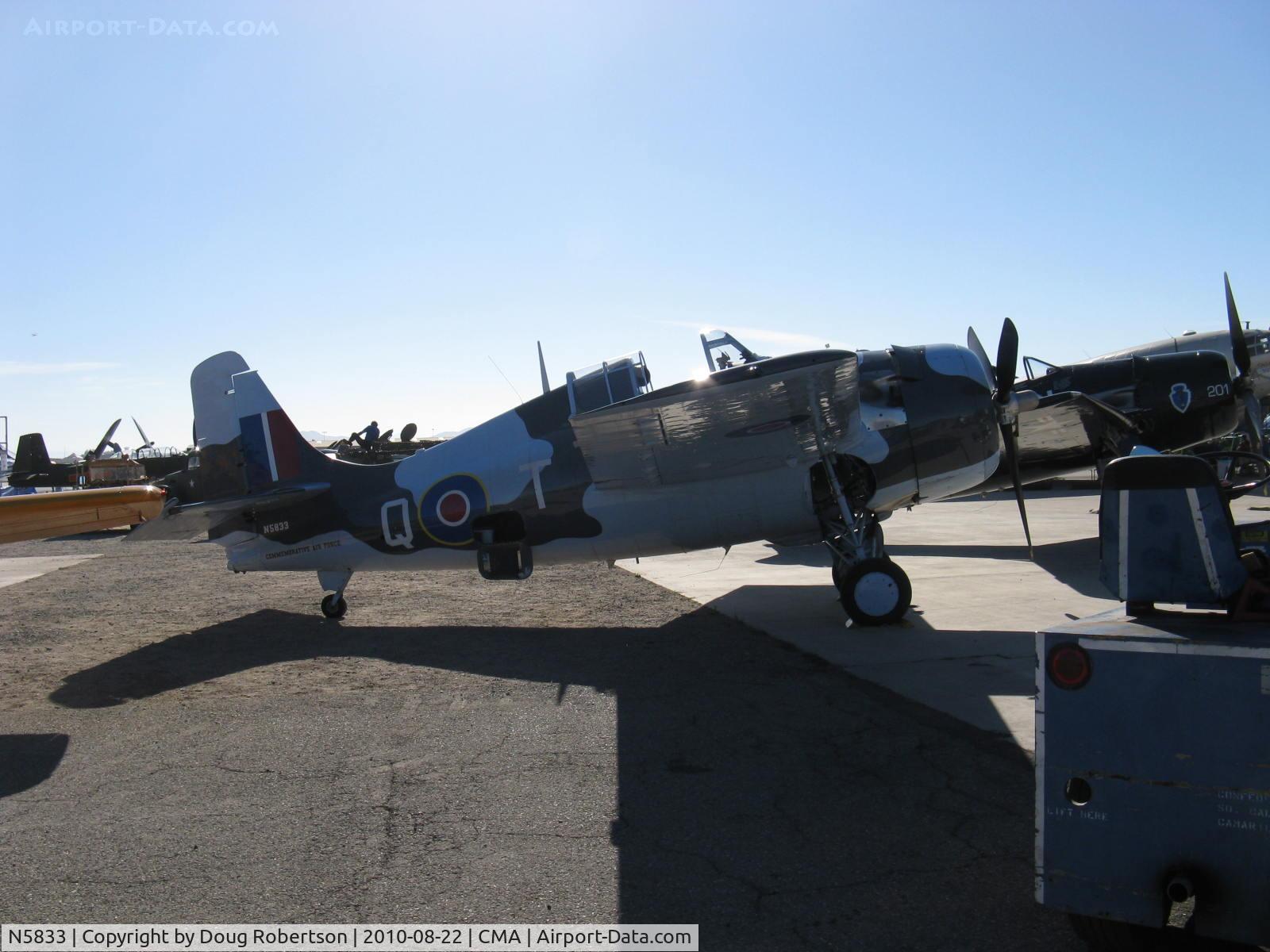 N5833, 1945 General Motors (Grumman) FM-2 Wildcat C/N 5833, 1986 Nichols/Eastern Aircraft Div. of GM FM-2 WILDCAT, Wright Cyclone R-1820-56 1,350 Hp