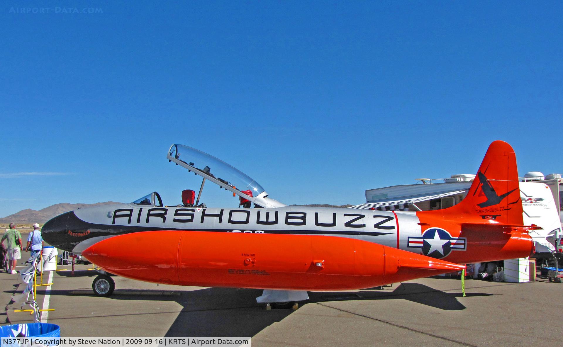 N377JP, Canadair CT-133 Silver Star 3 (CL-30) C/N T33-377, AIRSHOWBUZZ.com CT-133 as NX377JP is lead plane for Unlimited Class races @ 2009 Reno Air Races