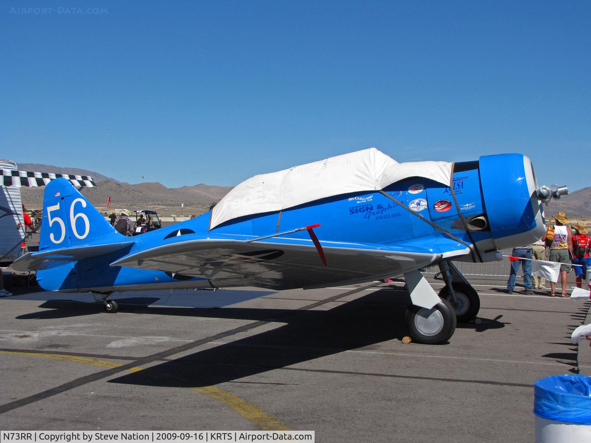 N73RR, 1959 North American SNJ-6 Texan C/N 121-43086, Race #56 is an SNJ-6 in pit area being readied for T-6 Class heat @ 2009 Reno Air Races