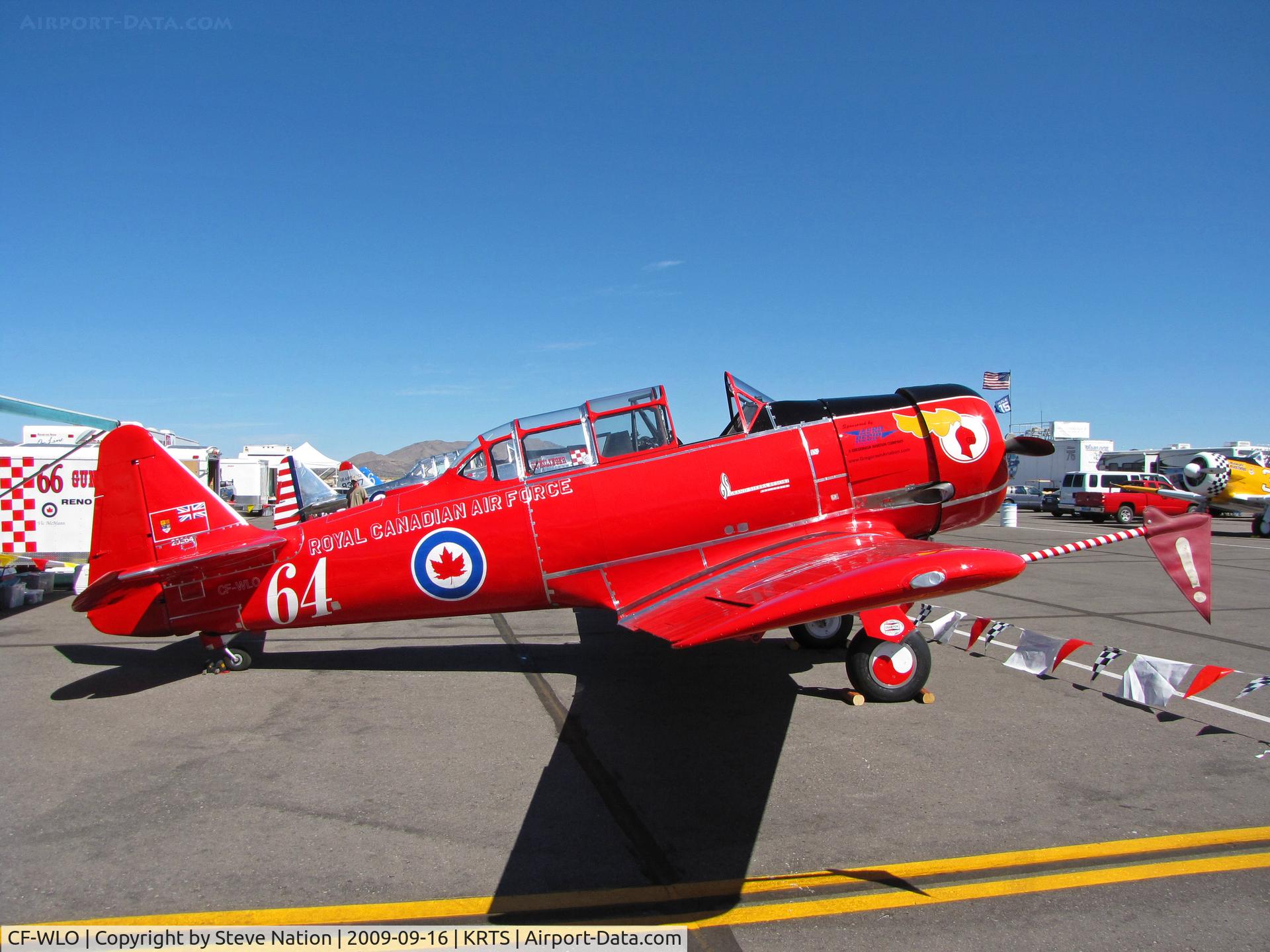 CF-WLO, 1945 Canadian Car & Foundry T-6 Harvard Mk.4 C/N CCF4-55, Race #64 is a CCF Harvard Mk. IV in Royal Canadian Air Force Red Knights colors being readied for T-6 Class racing @ 2009 Reno Air Races