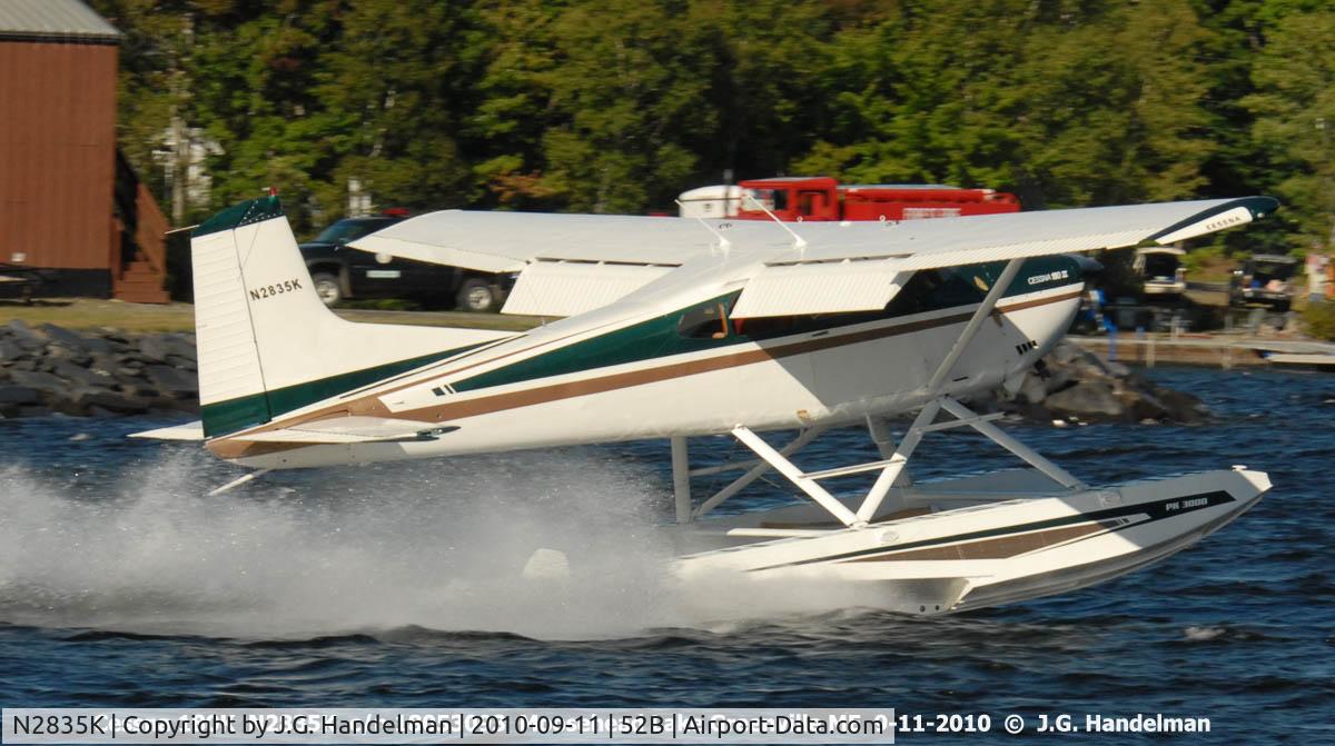 N2835K, 1979 Cessna 180K Skywagon C/N 18053093, Taking off on Moosehead Lake