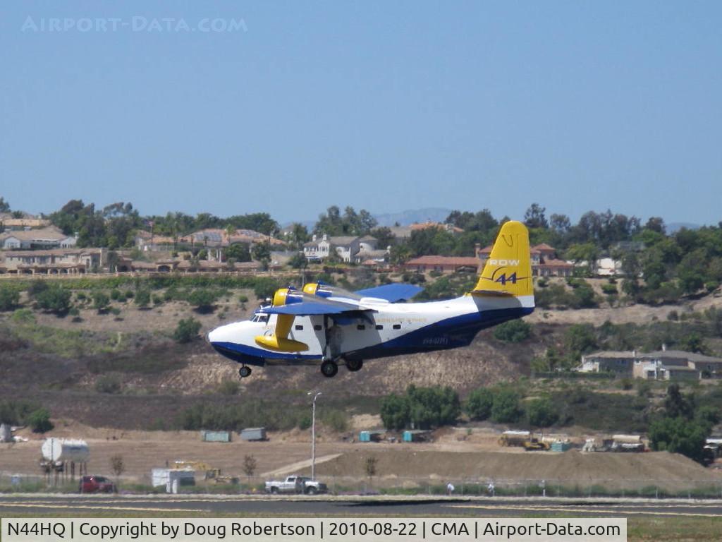 N44HQ, 1950 Grumman HU-16B Albatross C/N G-99, 1950 Grumman HU-16B ALBATROSS, two Wright R-1820-76A 1,425 Hp each, on final Rwy 26