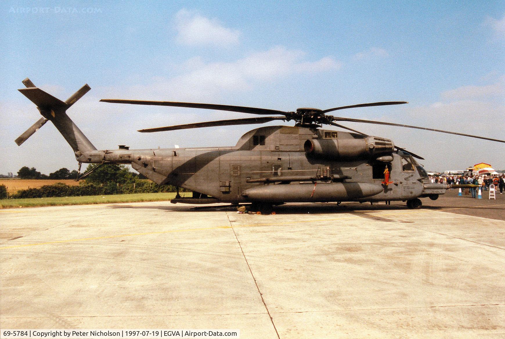 69-5784, 1969 Sikorsky MH-53J Pave Low III C/N 65-232, Pave Low III, callsign Pave 55, of RAF Mildenhall's 21st Special Operations Squadron on display at the 1997 Intnl Air Tattoo at RAF Fairford.
