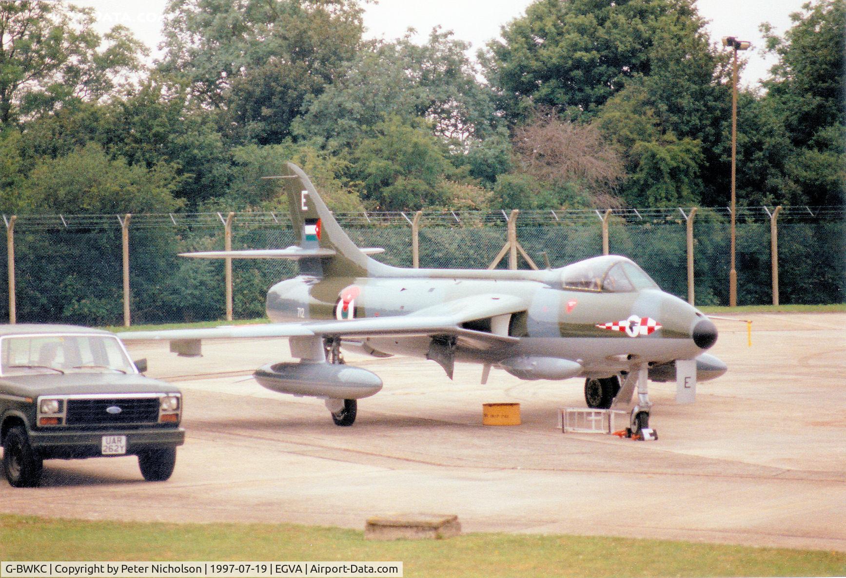 G-BWKC, 1959 Hawker Hunter F.58 C/N 41H-697394, Hunter F.58 of the Royal Jordanian Air Force's Historic Flight on the flight-line at the 1997 Intnl Air Ttatoo at RAF Fairford.