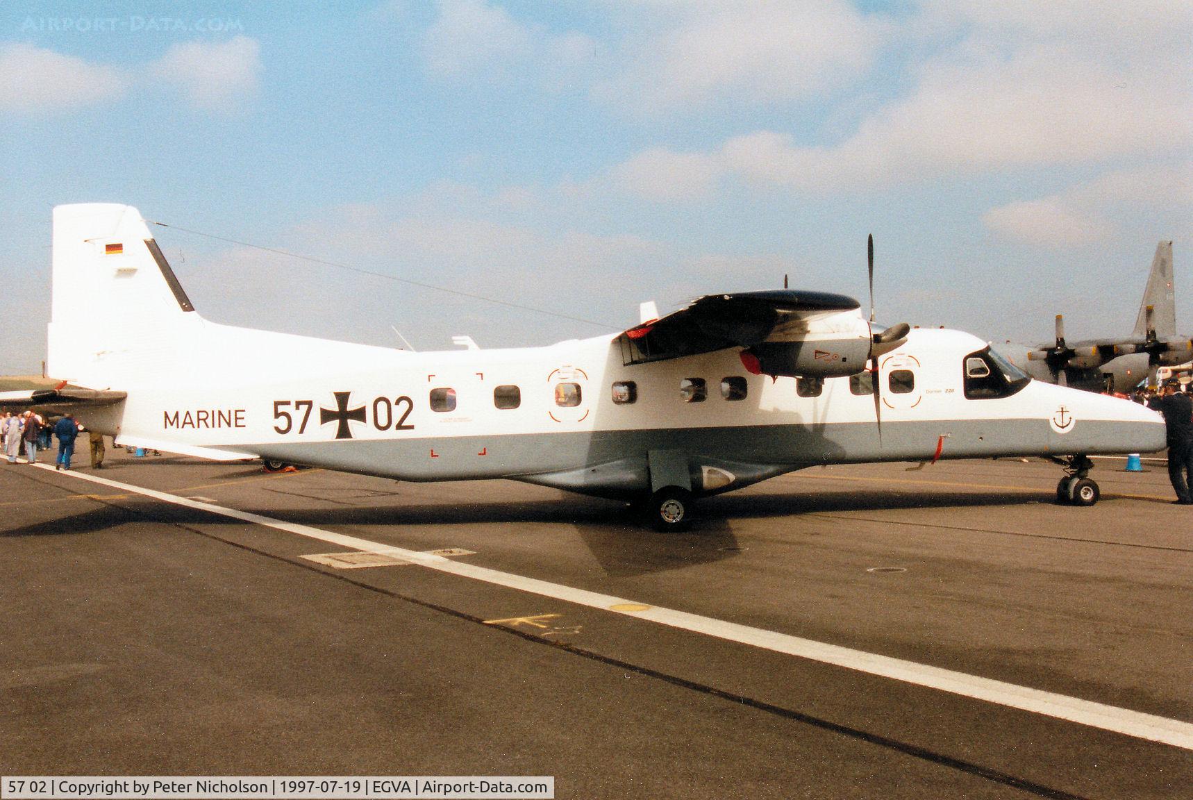 57 02, Dornier 228-212 C/N 8211, Dornier 228, callsign German Navy 5702, of MFG-3 on display at the 1997 Intnl Air Tattoo at RAF Fairford.