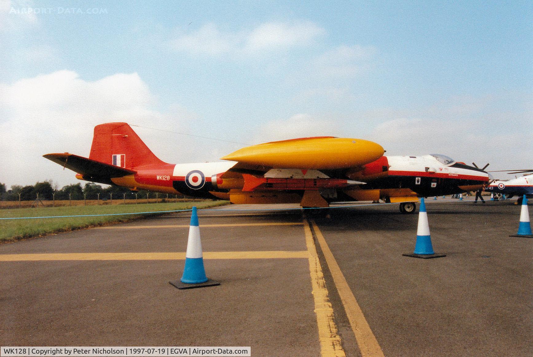 WK128, 1954 English Electric Canberra B.2 C/N R3/EA3/6642, Defence Test & Evaluation Organisation (DTEO) Canberra B.2, callsign Teebird 11, on display at the 1997 Intnl Air Tattoo at RAF Fairford.