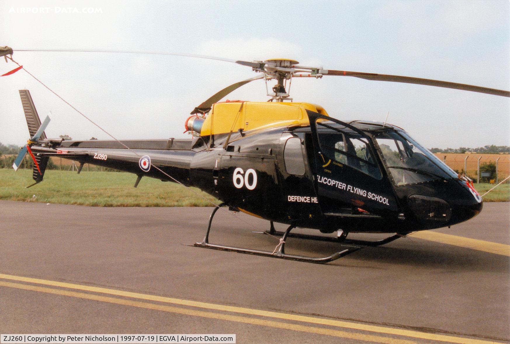 ZJ260, 1997 Eurocopter AS-350BB Squirrel HT1 Ecureuil C/N 2985, Squirrel HT.1, callsign SYS 39, of 660 Squadron at the Defence Helicopter Training School on display at the 1997 Intnl Air Tattoo at RAF Fairford.