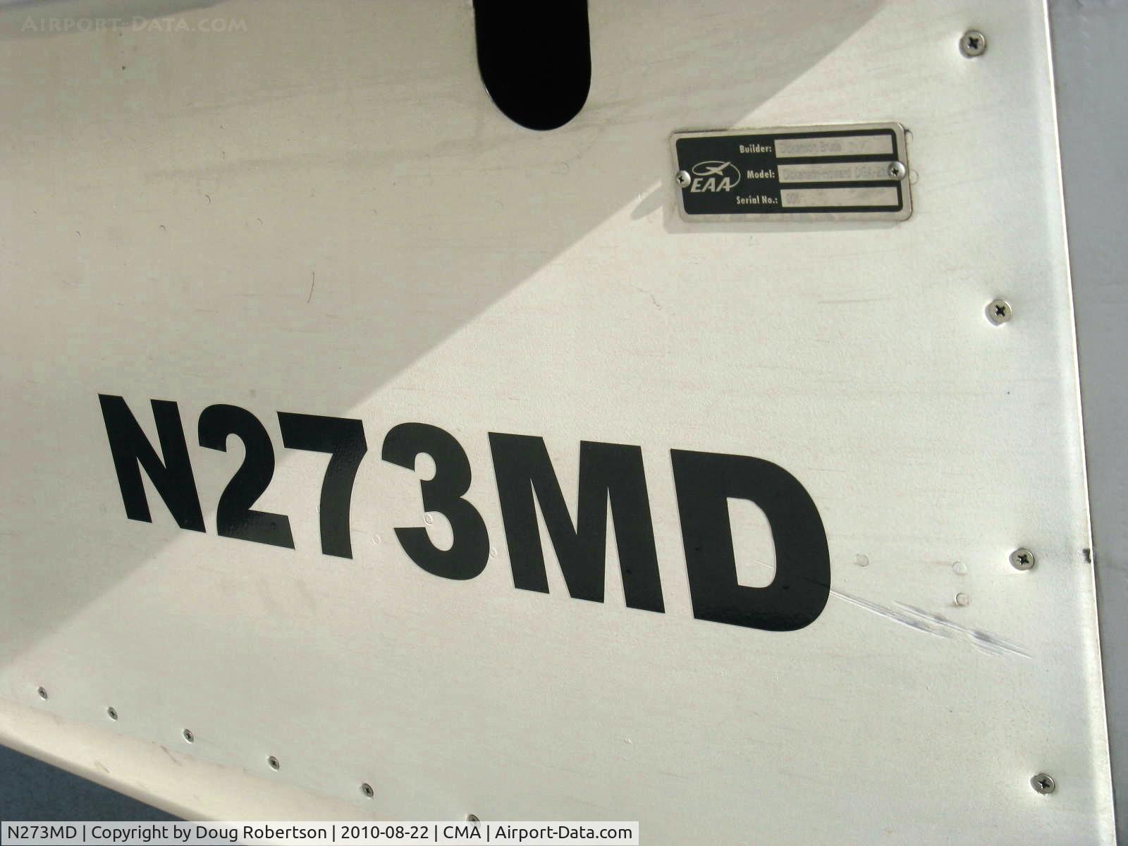N273MD, 2008 Dickenson Howard DGA-21 (Replicate) C/N 001, 2008 Dickenson HOWARD DGA-21 'Mr. Dickenson' Pratt & Whitney R-1340-57 WASP 600 Hp, builder plate