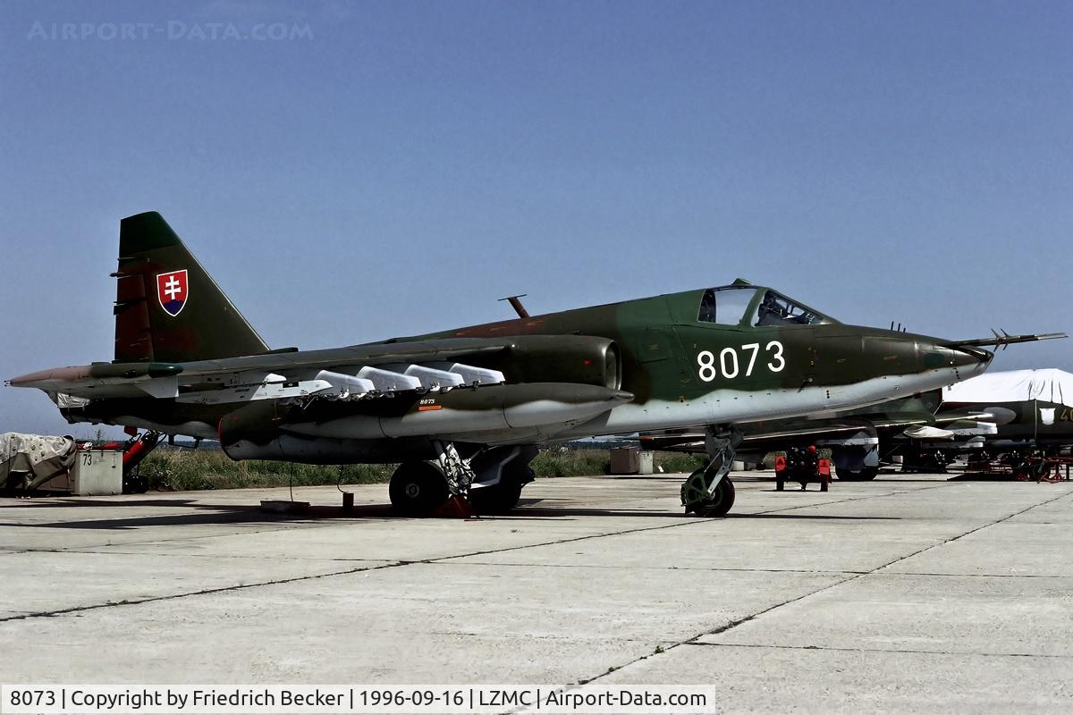 8073, Sukhoi Su-25K C/N 25508108073, parked at the apron at Malacky Kuchyna Slovakia