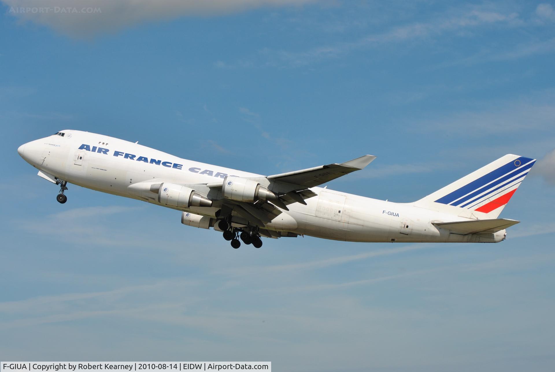 F-GIUA, 2002 Boeing 747-428F/ER/SCD C/N 32866, Retracting the under-carrage shortly after take-off