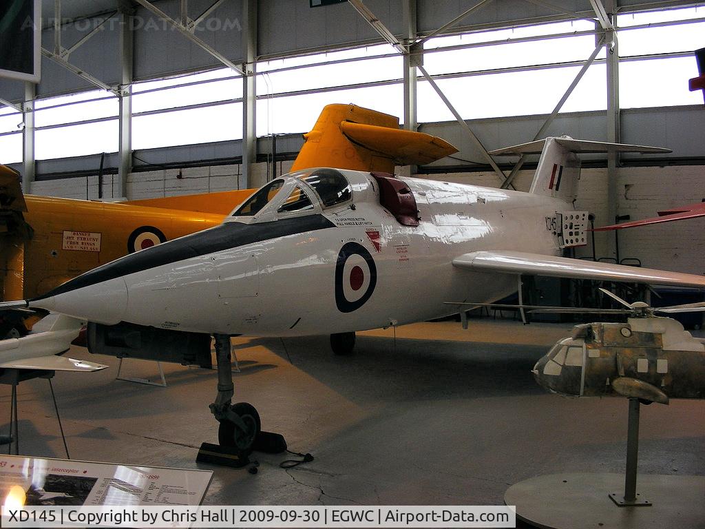 XD145, Saunders-Roe SR53 C/N Not found XD145, One of several projects designed to meet an Operational Requirement for a rocket interceptor, work on the SR53 started in 1952. However, due to development delays the first prototype did not fly until 16 May 1957.