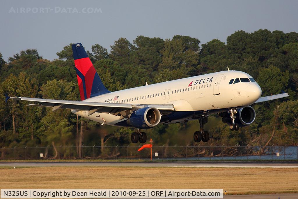 N325US, 1992 Airbus A320-211 C/N 281, Delta Air Lines N325US from Hartsfield-Jackson Atlanta Int'l (KATL) landing RWY 23.