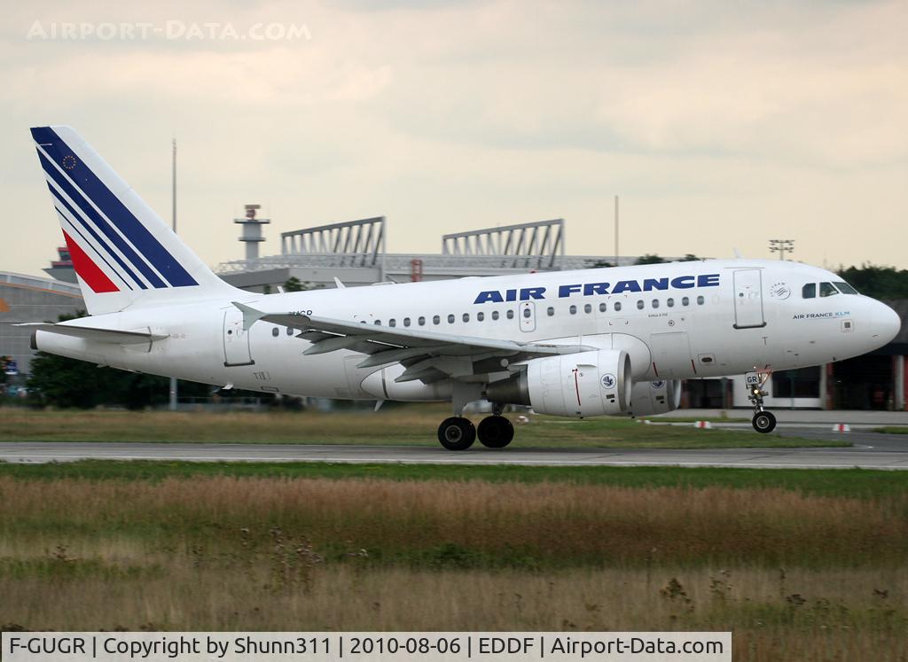 F-GUGR, 2007 Airbus A318-111 C/N 3009, Taking off rwy 18... still in old c/s