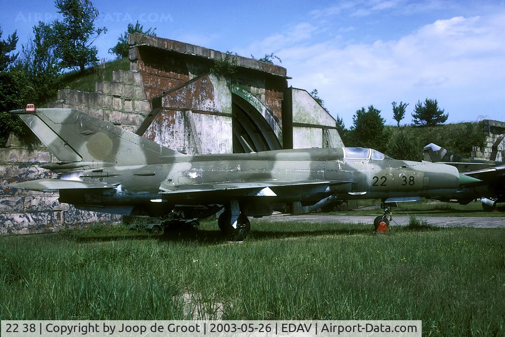 22 38, 1967 Mikoyan-Gurevich MiG-21SPS C/N 94A5509, Former East German AF MiG-21 preserved in the local museum on the old Soviet air base.