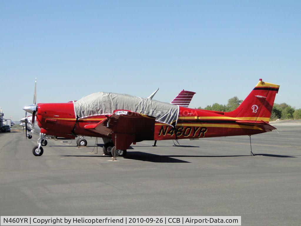 N460YR, Hawker Beechcraft Corp G36 Bonanza C/N E-3890, Covered and tied down in transient parking