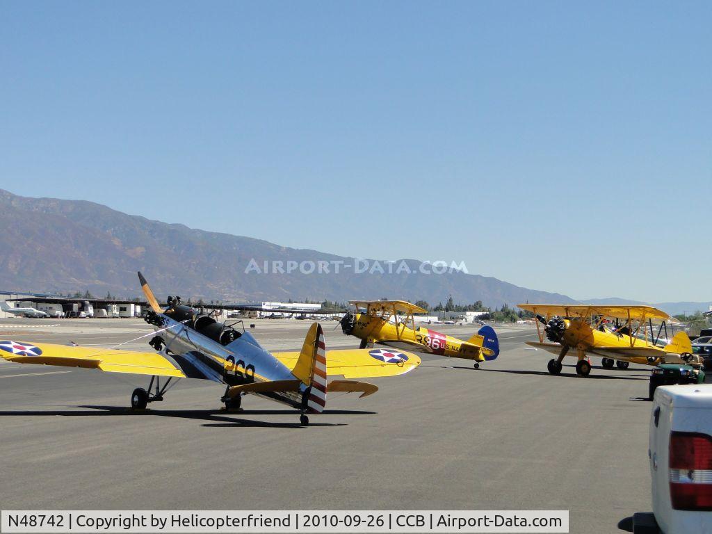 N48742, 1941 Ryan Aeronautical ST3KR C/N 1298, Ryan N48742, Boeing N68820, Boeing N66491, and Stinson NC68800 parked for display