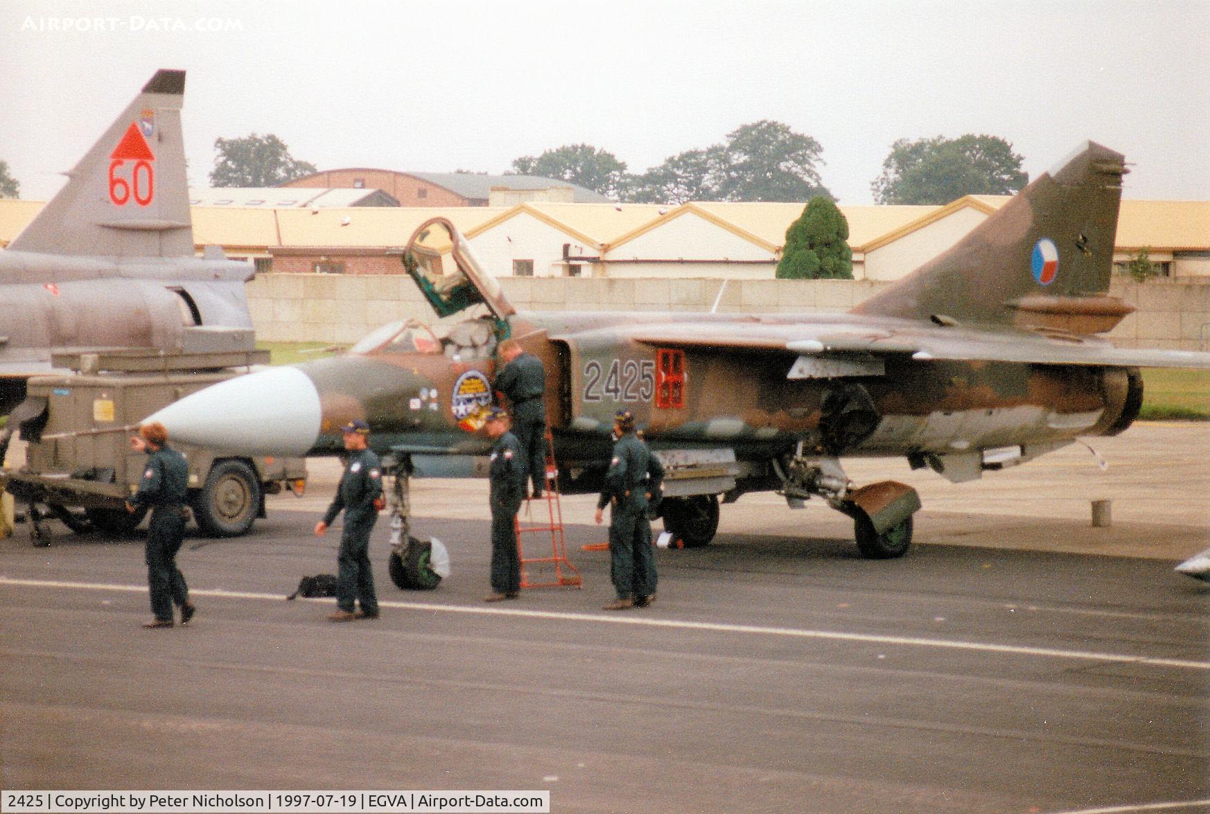 2425, Mikoyan-Gurevich MiG-23ML C/N 22425, MiG-23ML Flogger of 41 SLT Czech Air Force on the flight-line at the 1997 Intnl Air Tattoo at RAF Fairford.
